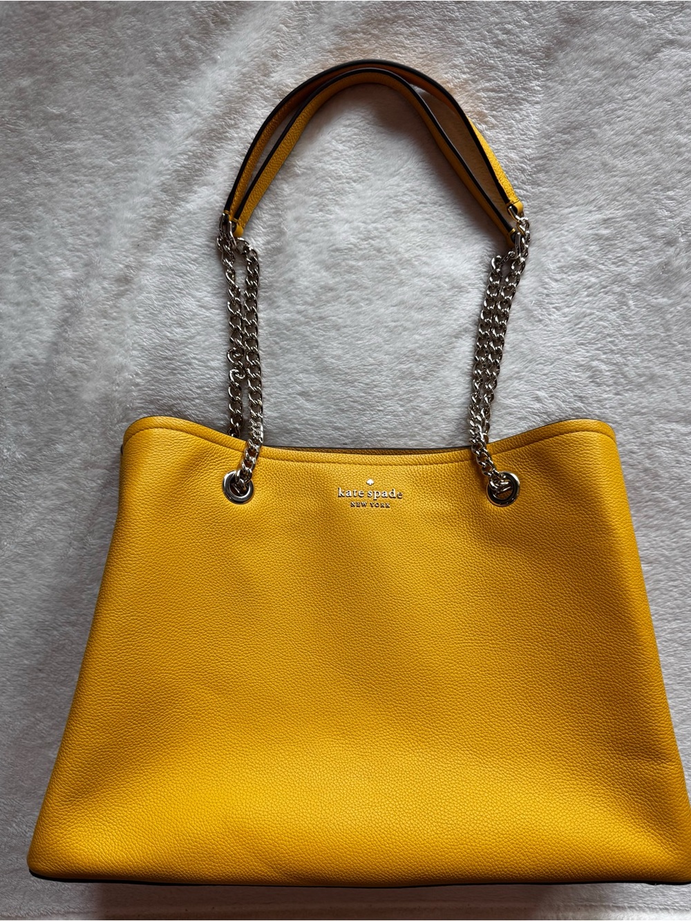NWT Kate Spade Yellow Pebbled Leather Chain Shoulder Tote Bag